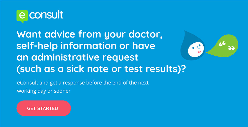 econsult banner promoting self-help information